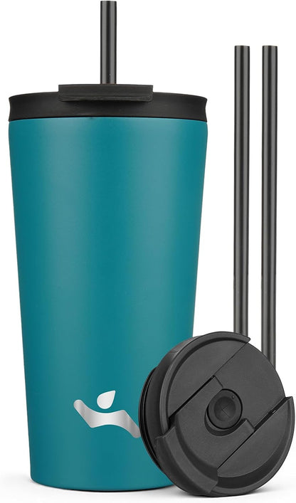 18 oz Insulated Tumbler Water Bottle with Straw Lid, Taro | Stainless steel insulated tumbler for coffee, water and iced drinks; spill-proof lid, 2 straws, cup-holder friendly