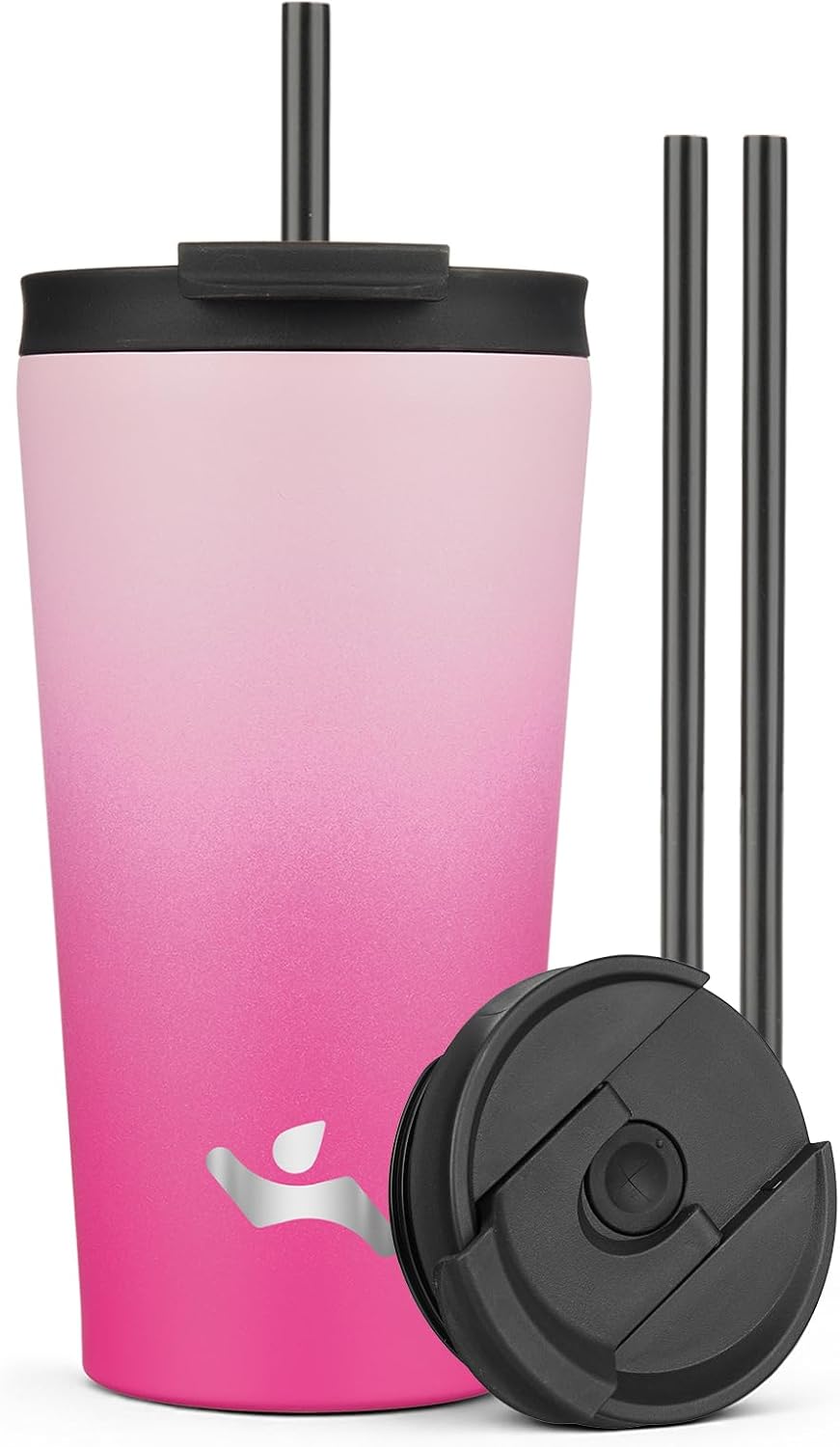 18 oz Insulated Tumbler Water Bottle with Straw Lid, Taro | Stainless steel insulated tumbler for coffee, water and iced drinks; spill-proof lid, 2 straws, cup-holder friendly