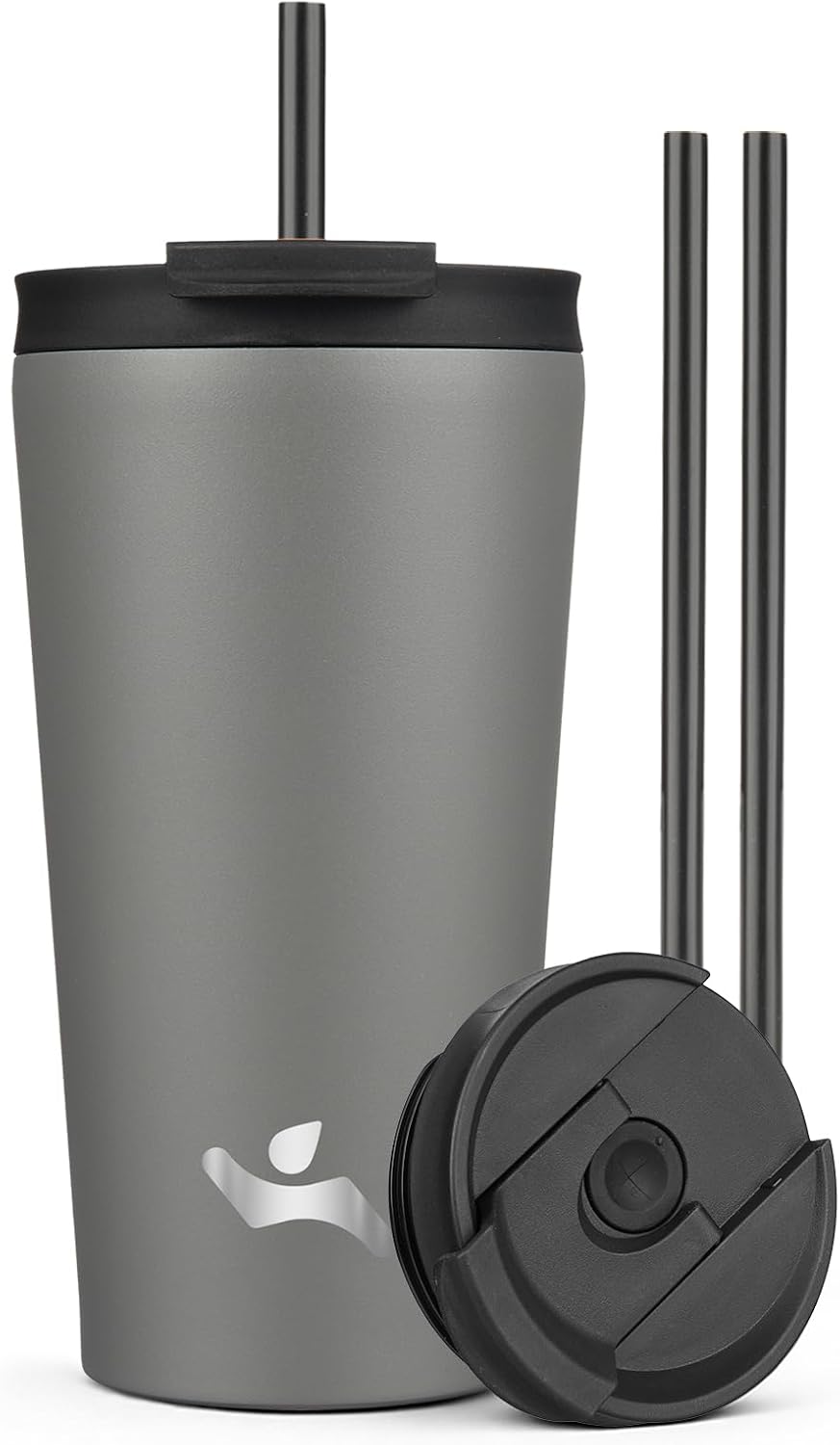 18 oz Insulated Tumbler Water Bottle with Straw Lid, Taro | Stainless steel insulated tumbler for coffee, water and iced drinks; spill-proof lid, 2 straws, cup-holder friendly
