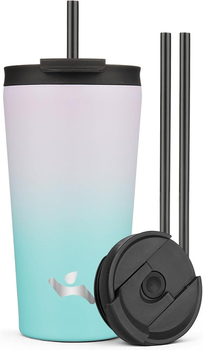 18 oz Insulated Tumbler Water Bottle with Straw Lid, Taro | Stainless steel insulated tumbler for coffee, water and iced drinks; spill-proof lid, 2 straws, cup-holder friendly