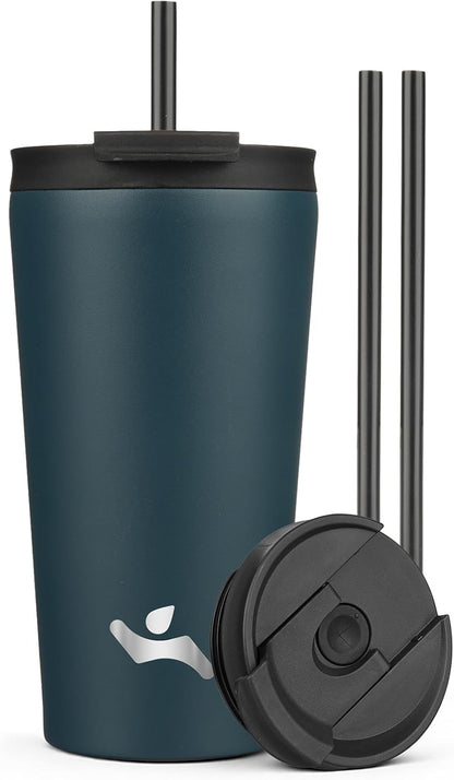 18 oz Insulated Tumbler Water Bottle with Straw Lid, Taro | Stainless steel insulated tumbler for coffee, water and iced drinks; spill-proof lid, 2 straws, cup-holder friendly