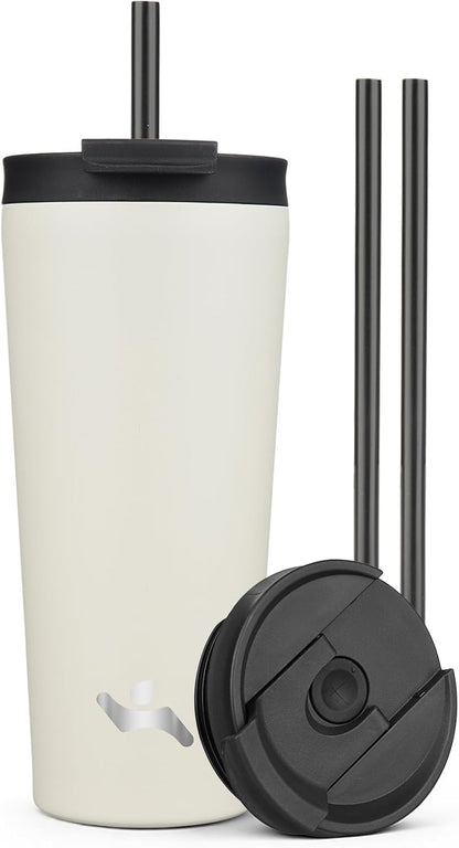 18 oz Insulated Tumbler Water Bottle with Straw Lid, Taro | Stainless steel insulated tumbler for coffee, water and iced drinks; spill-proof lid, 2 straws, cup-holder friendly