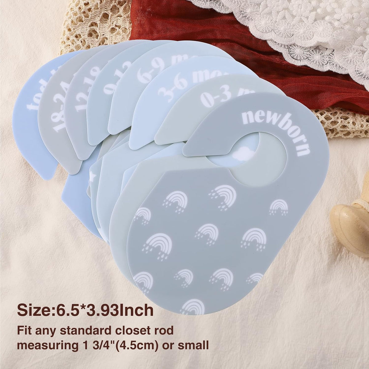 Baby Closet Dividers, 8-Piece Double-Sided Size Organizers, Pastel
