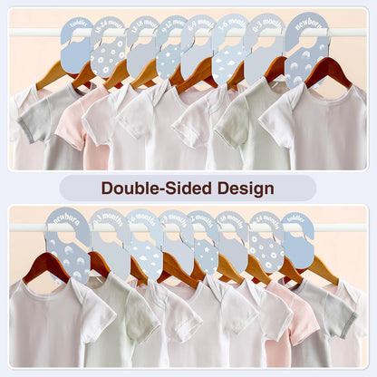 Baby Closet Dividers, 8-Piece Double-Sided Size Organizers, Pastel