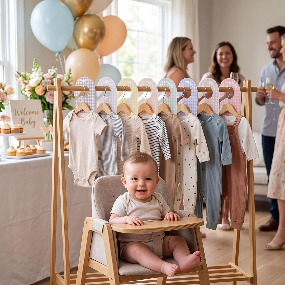 Baby Closet Dividers, 8-Piece Double-Sided Size Organizers, Pastel