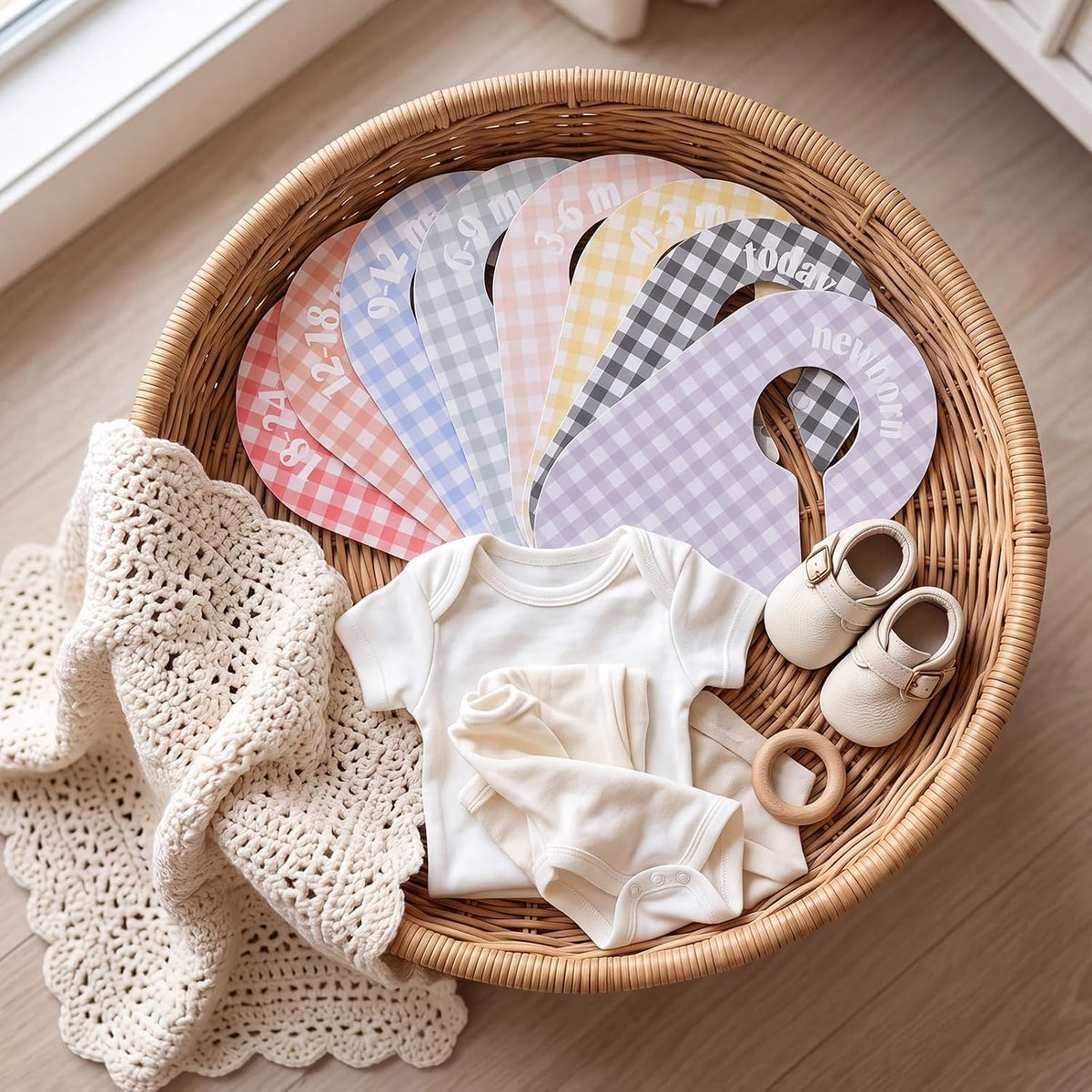Baby Closet Dividers, 8-Piece Double-Sided Size Organizers, Pastel