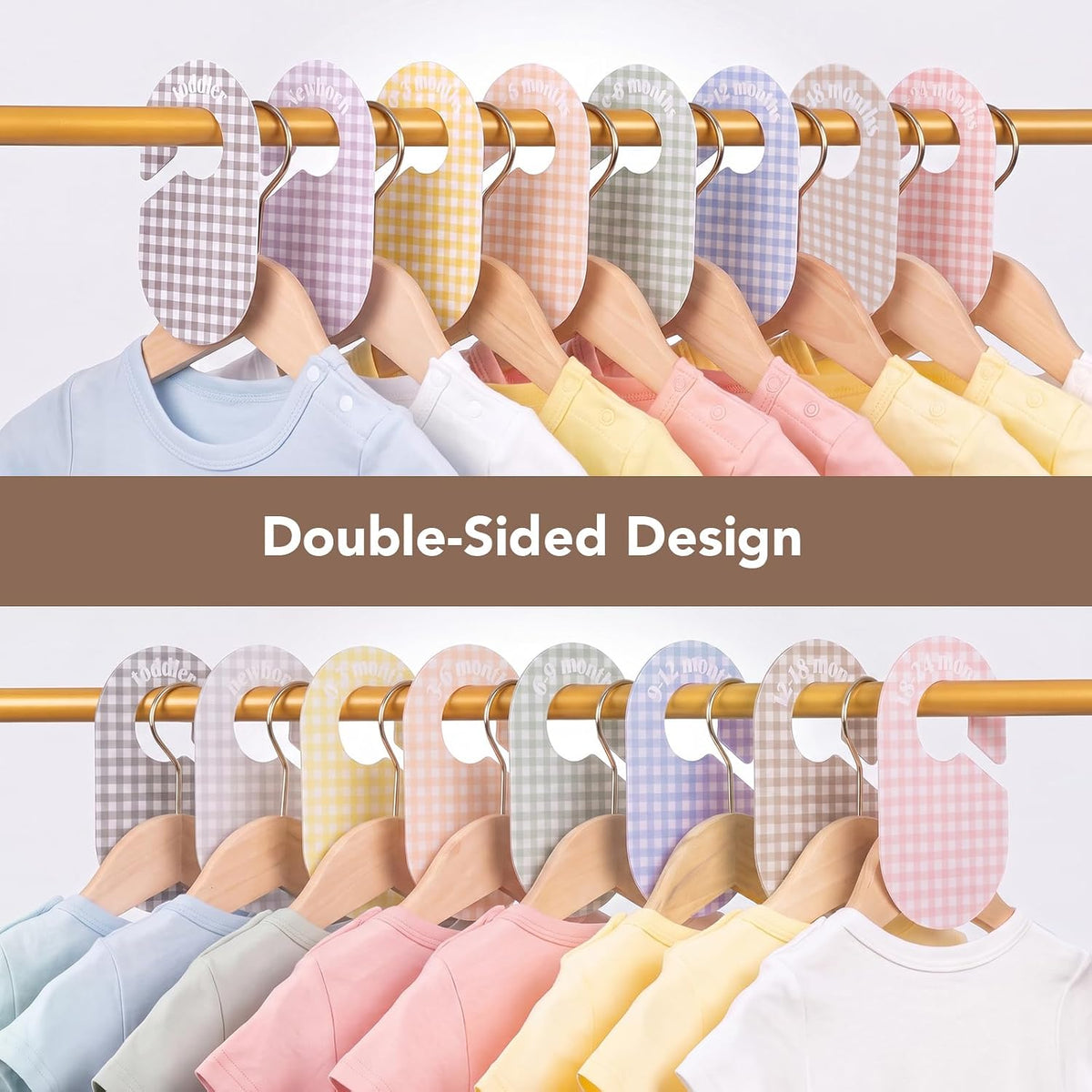Baby Closet Dividers, 8-Piece Double-Sided Size Organizers, Pastel