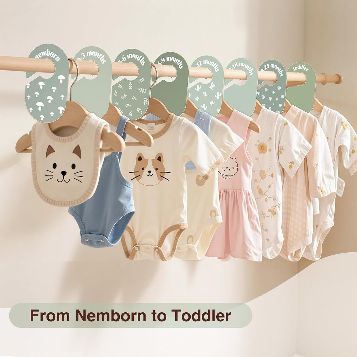 Baby Closet Dividers, 8-Piece Double-Sided Size Organizers, Pastel