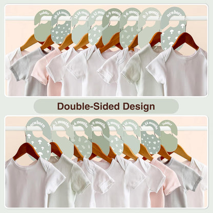 Baby Closet Dividers, 8-Piece Double-Sided Size Organizers, Pastel