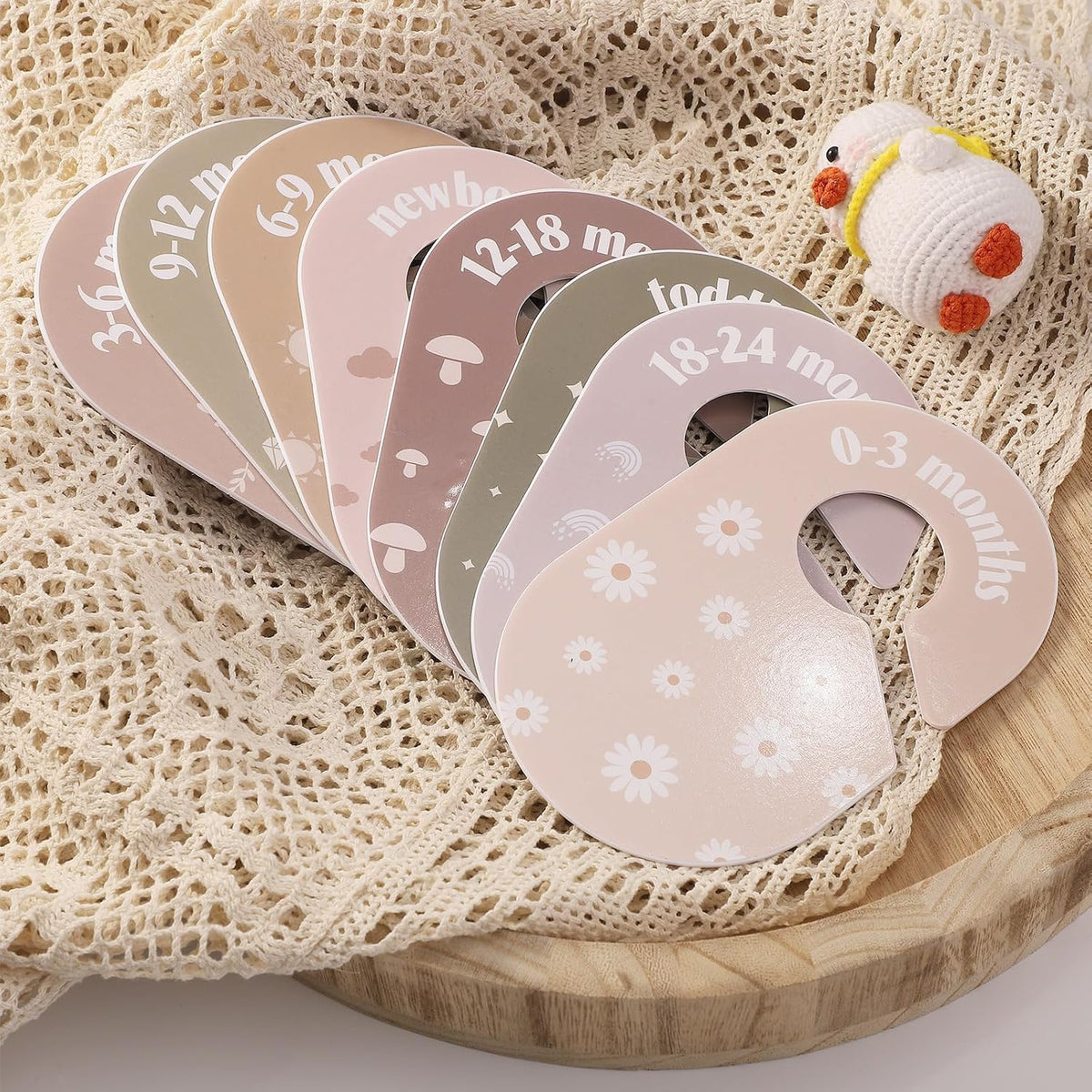 Baby Closet Dividers, 8-Piece Double-Sided Size Organizers, Pastel