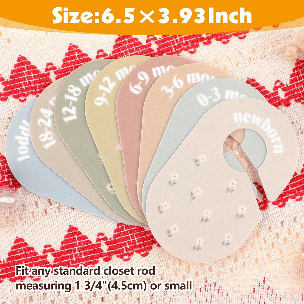 Baby Closet Dividers, 8-Piece Double-Sided Size Organizers, Pastel