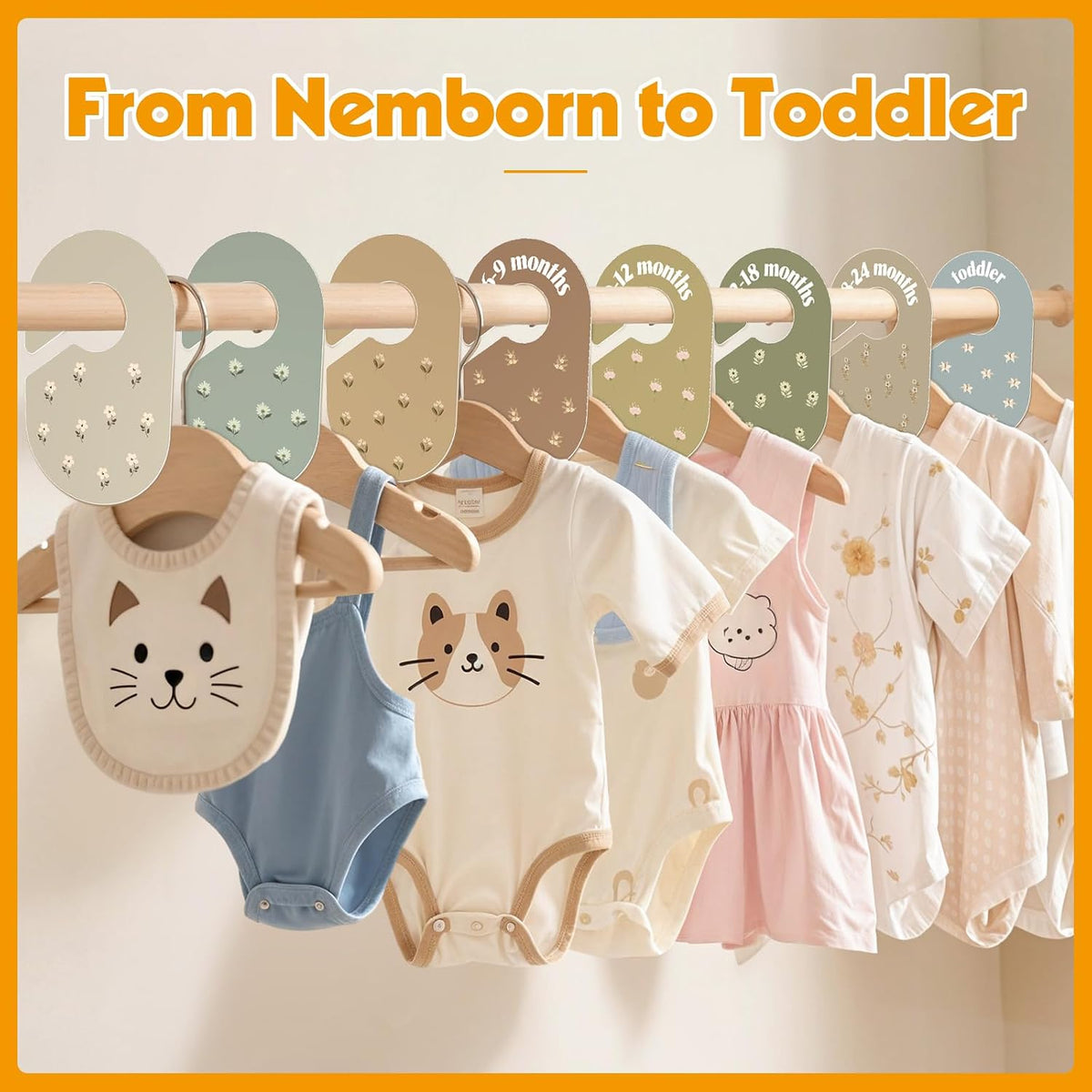 Baby Closet Dividers, 8-Piece Double-Sided Size Organizers, Pastel