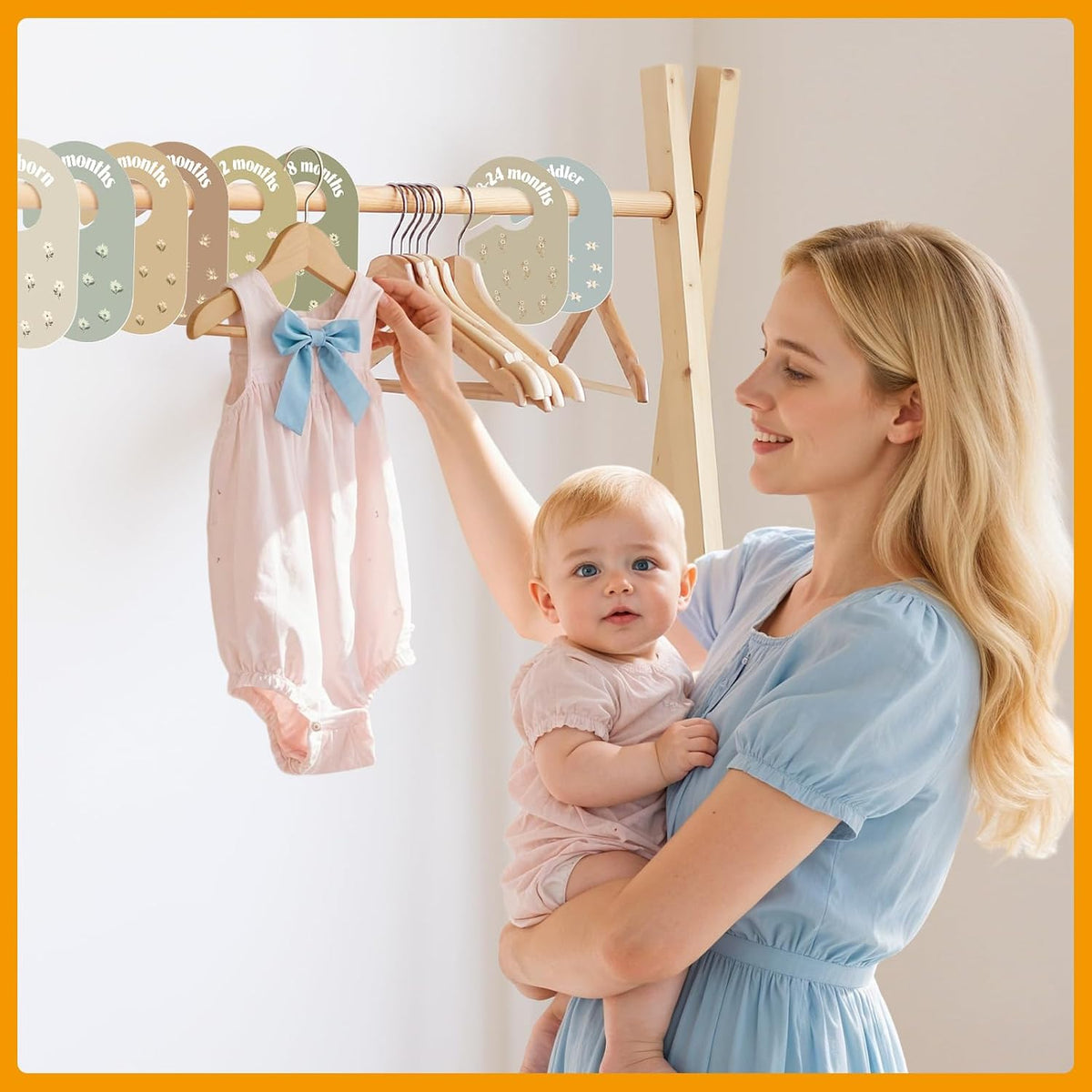 Baby Closet Dividers, 8-Piece Double-Sided Size Organizers, Pastel