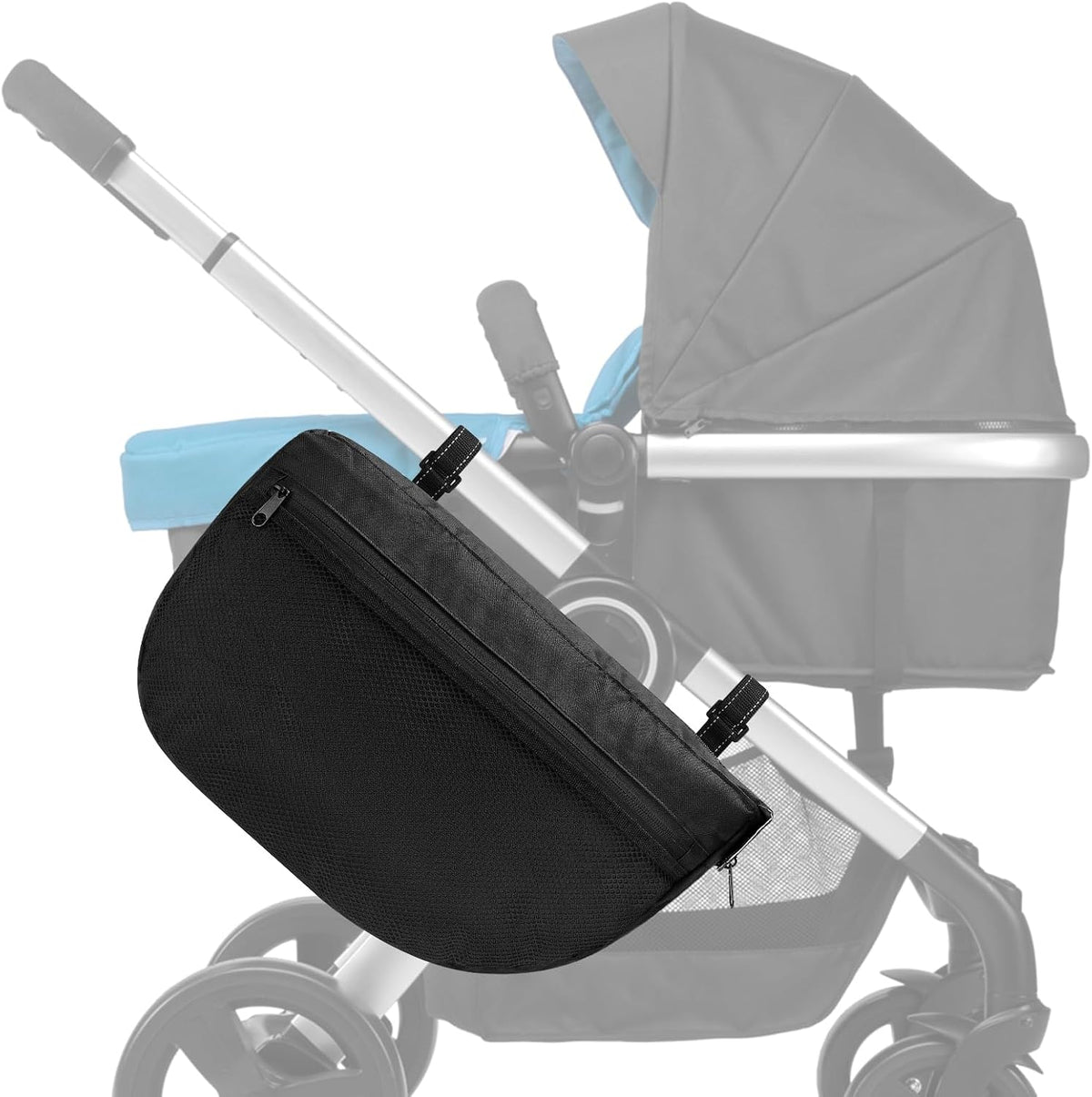 Insulated Side Sling Stroller Saddle Bag Organizer, Universal Stroller Organizer, Stroller Bag Caddy Organizer, Black