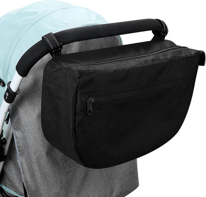 Insulated Side Sling Stroller Saddle Bag Organizer, Universal Stroller Organizer, Stroller Bag Caddy Organizer, Black