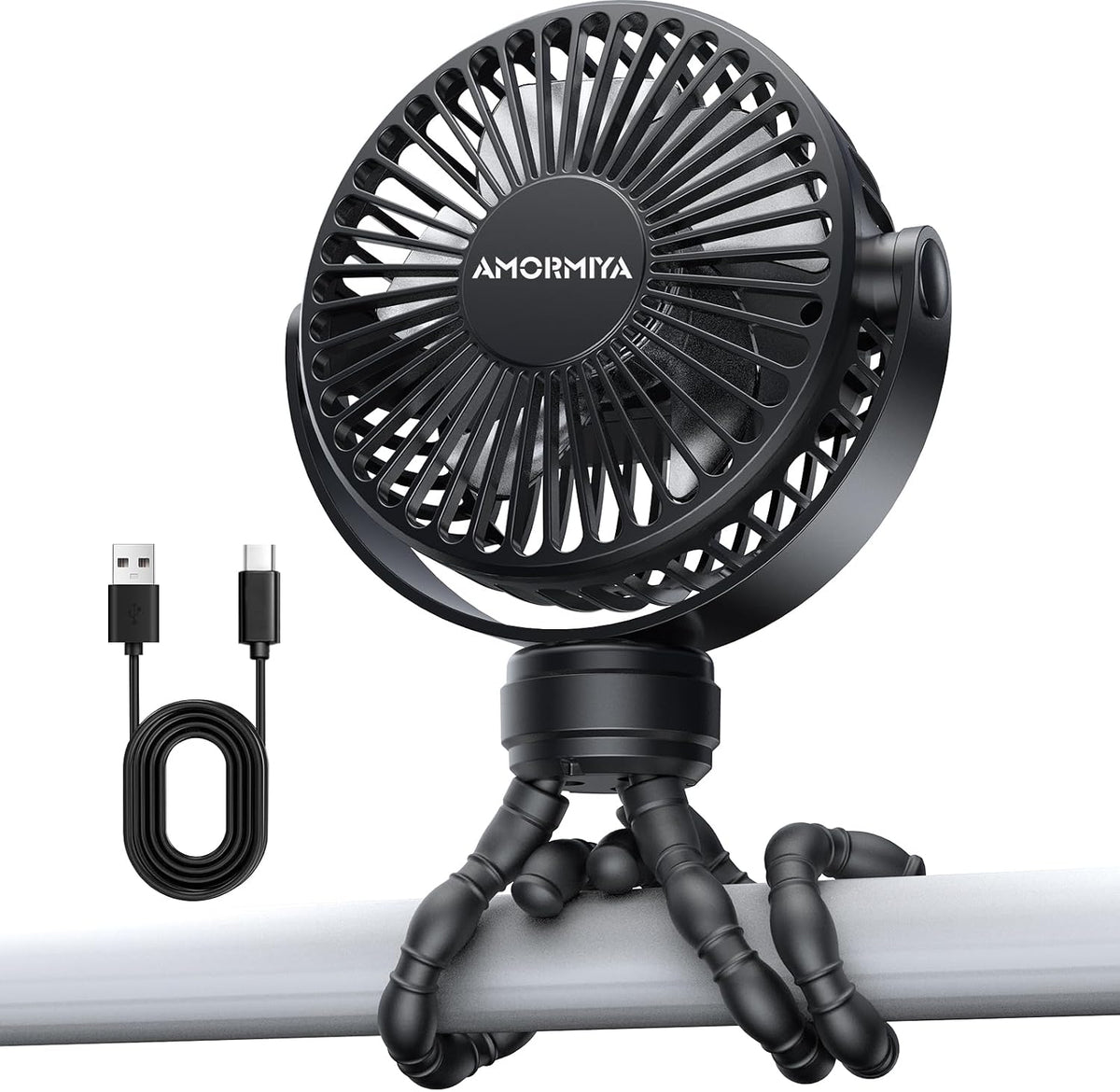 Portable Mini Stroller Fan for Car Desk Treadmill Golf Cart Pink