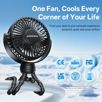 Portable Mini Stroller Fan for Car Desk Treadmill Golf Cart Pink
