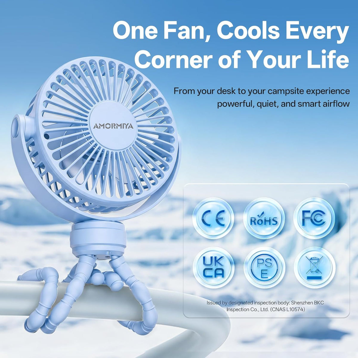 Portable Mini Stroller Fan for Car Desk Treadmill Golf Cart Pink