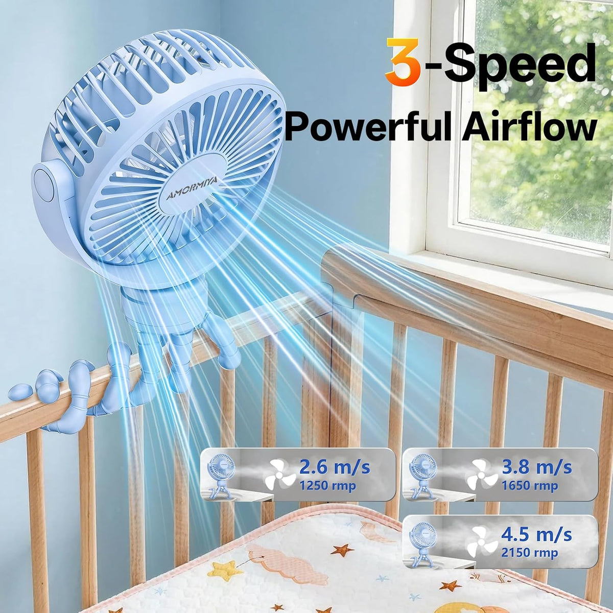 Portable Mini Stroller Fan for Car Desk Treadmill Golf Cart Pink