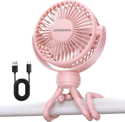 Portable Mini Stroller Fan for Car Desk Treadmill Golf Cart Pink