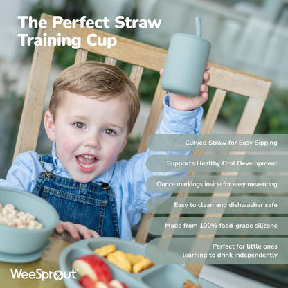 Baby Led Weaning Bundle, Silicone Suction Bowl, Spoons, Bib & Cup, Develops Self Feeding Skills, Dishwasher Safe (Purple)