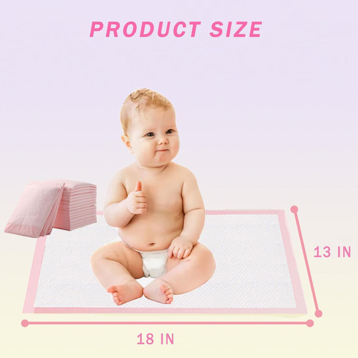 Baby Disposable Changing Pads, 100 Count Portable Diaper Changing Pad Liner, Baby Changing Pad Waterproof Underpads, Breathable, Soft Non-Woven Fabric, Quick Absorb (13x18 Inch, Pink)