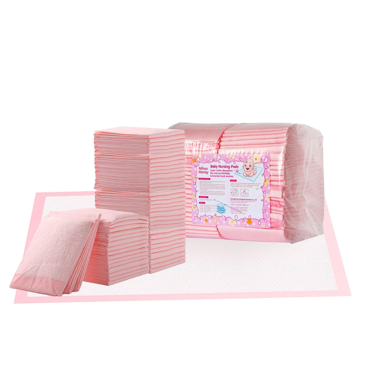 Baby Disposable Changing Pads, 100 Count Portable Diaper Changing Pad Liner, Baby Changing Pad Waterproof Underpads, Breathable, Soft Non-Woven Fabric, Quick Absorb (13x18 Inch, Pink)