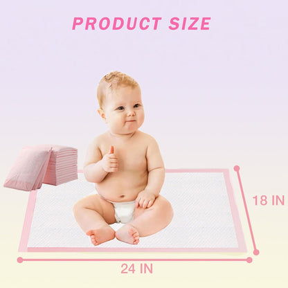 Baby Disposable Changing Pads, 100 Count Portable Diaper Changing Pad Liner, Baby Changing Pad Waterproof Underpads, Breathable, Soft Non-Woven Fabric, Quick Absorb (13x18 Inch, Pink)