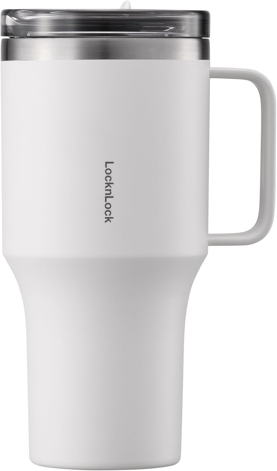 Metro Travel Mug, Premium 18/8 Stainless Steel Tumbler Cup for Hot and Cold Drinks, Double Wall Insulated with Handle and Lid, Ivory, 27oz