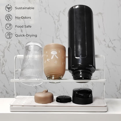 Selegna Baby Bottle & Dish Dryer - Space Saving Narrow Two Tier Tower Over Sink Instant Dry Rack (Black)