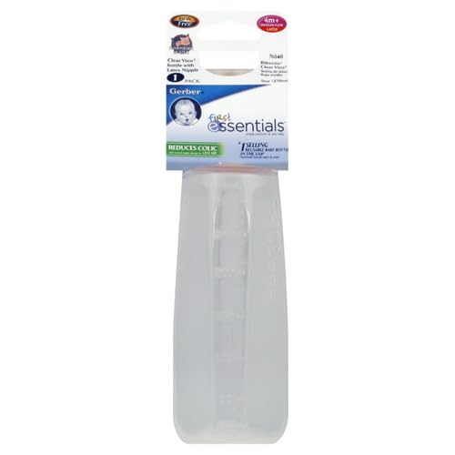 Gerber First Essential Clear View Plastic Nurser With Latex Nipple, BPA Free, Colors may vary, 3 Pack