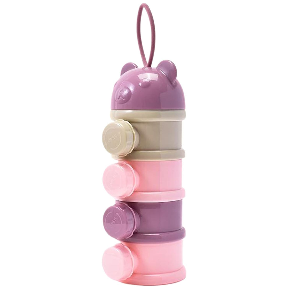 Baby Formula Container Baby Powder Dispenser, 3x9" Stackable Formula Container with 4 Compartments, Practical Multi-Use Milk Dispenser Purple