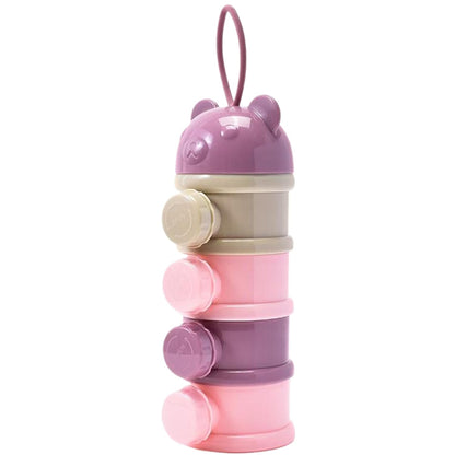 Baby Formula Container Baby Powder Dispenser, 3x9" Stackable Formula Container with 4 Compartments, Practical Multi-Use Milk Dispenser Purple