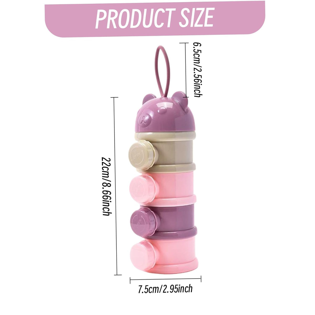 Baby Formula Container Baby Powder Dispenser, 3x9" Stackable Formula Container with 4 Compartments, Practical Multi-Use Milk Dispenser Purple