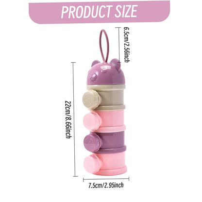 Baby Formula Container Baby Powder Dispenser, 3x9" Stackable Formula Container with 4 Compartments, Practical Multi-Use Milk Dispenser Purple