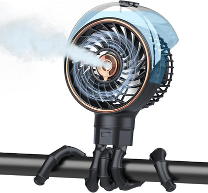 Stroller Fan with Mist, 100ml Misting Portable Fans for Stroller, Baby Fan with Detachable Tripod, Baby Essentials, Clip on Fans for Crib, Treadmill, Car Seat