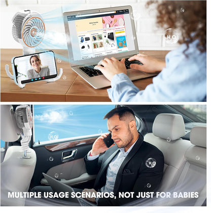 Stroller Fan with Mist, 100ml Misting Portable Fans for Stroller, Baby Fan with Detachable Tripod, Baby Essentials, Clip on Fans for Crib, Treadmill, Car Seat