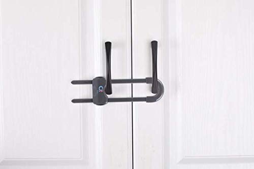 QT BABY Baby Proofing Cabinet Locks | Adjustable U Shaped Baby Safety Latches for Drawers, Fridge, Closet |Modern Baby Proofing Cabinet Lock with Extra Secure Lock Buttons (Pack of 2)