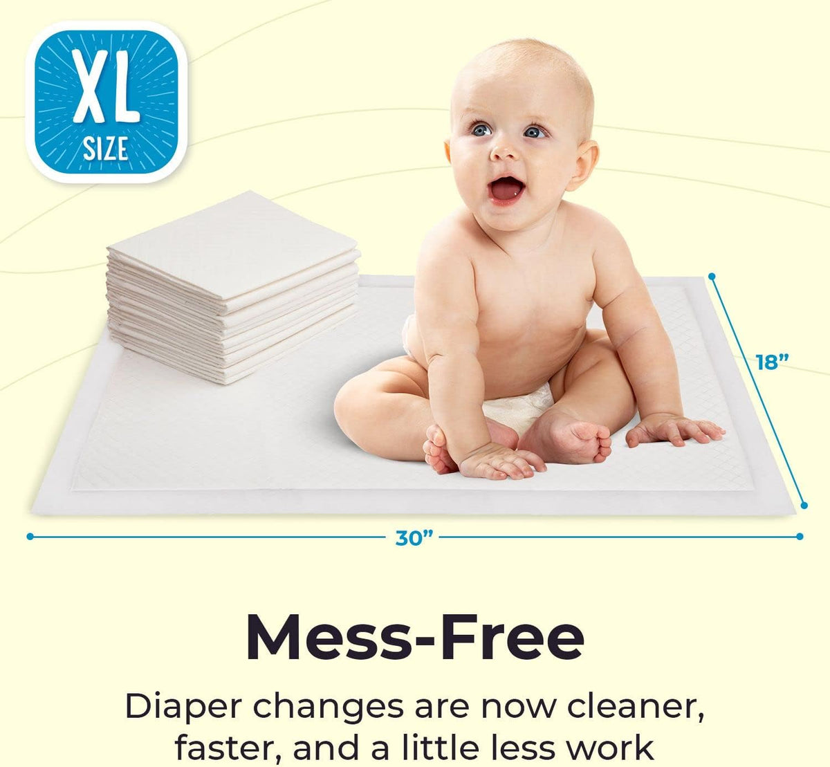 X-Large Disposable Baby Changing Pad Liners, 50 Pack, 30 x 18 in