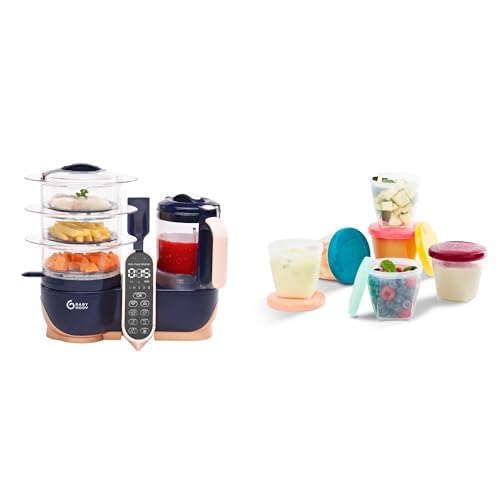 Babymoov Baby Food Maker & Storage Bundle – Duo Meal Station XL 6-in-1 Steamer Blender + 6 Glass Baby Food Jars