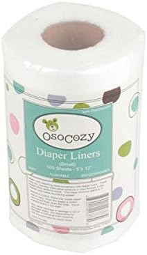 OsoCozy Flushable Diaper Liners Small 5 x 12 Inches Per Sheet, 100 Sheets Per Roll
