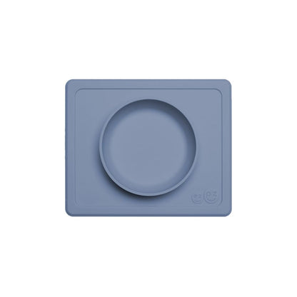 ezpz Mini Bowl (Pewter) - 12 Months+ - 100% Silicone Suction Placemat + Bowl for Toddlers - Comes with a Reusable Travel Bag