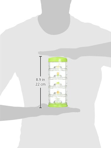 Innobaby Packin' Smart Stackable and Portable Storage System for Formula, Baby Snacks and More. Set of 5 Stackable Containers in Strawberry Sorbet. BPA Free.