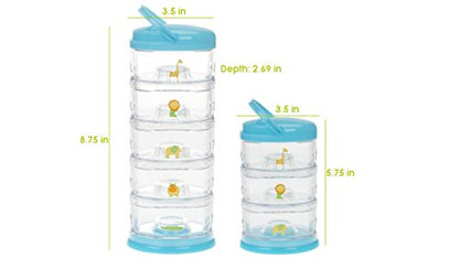 Innobaby Packin' Smart Stackable and Portable Storage System for Formula, Baby Snacks and More. Set of 5 Stackable Containers in Strawberry Sorbet. BPA Free.