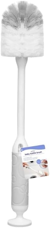 Ubbi Deluxe Baby Bottle Cleaning Set Includes a Nipple Brush with Suction Cup, Oat