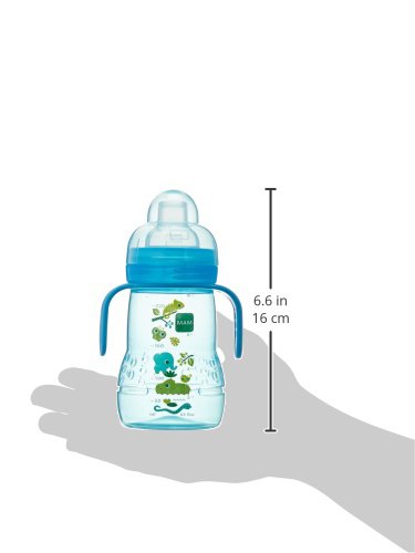 MAM 8 oz Trainer + Sippy Cup 2-Pack, 4+ Months 2-in-1 Baby Training Cup with Nipple & Silicone Spout, Spill Proof, BPA Free, Dishwasher Safe, Made In Europe