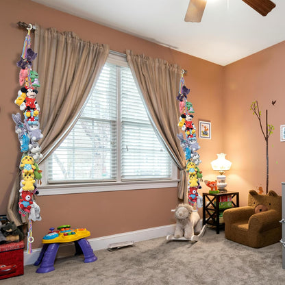 2PCS Stuffed Animals Storage Chain Organizers 80" Cotton Hanging Storage Chain with 2x 10 Led Light 40 Metal Clips Stuffed Animal Display Holder Chain for Nursery Play Room (Purple)