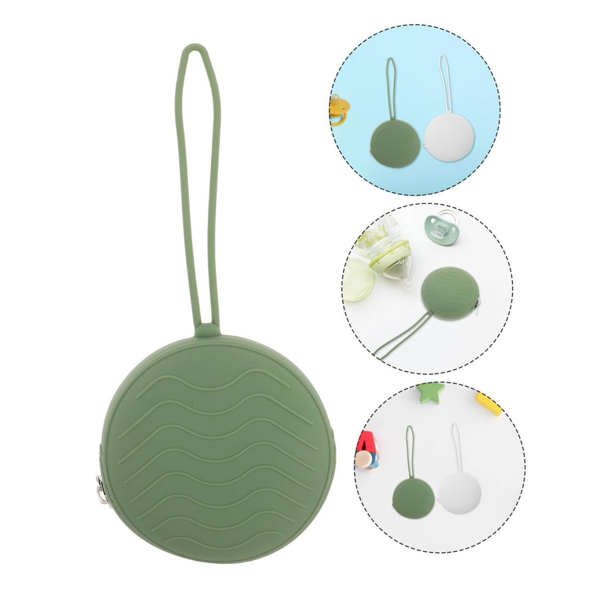 2pcs Silicone Pacifier Holder Case Portable Zipper Purse for Boy Girl Lightweight Storage for Pacifiers Items for Travel and Daily Use