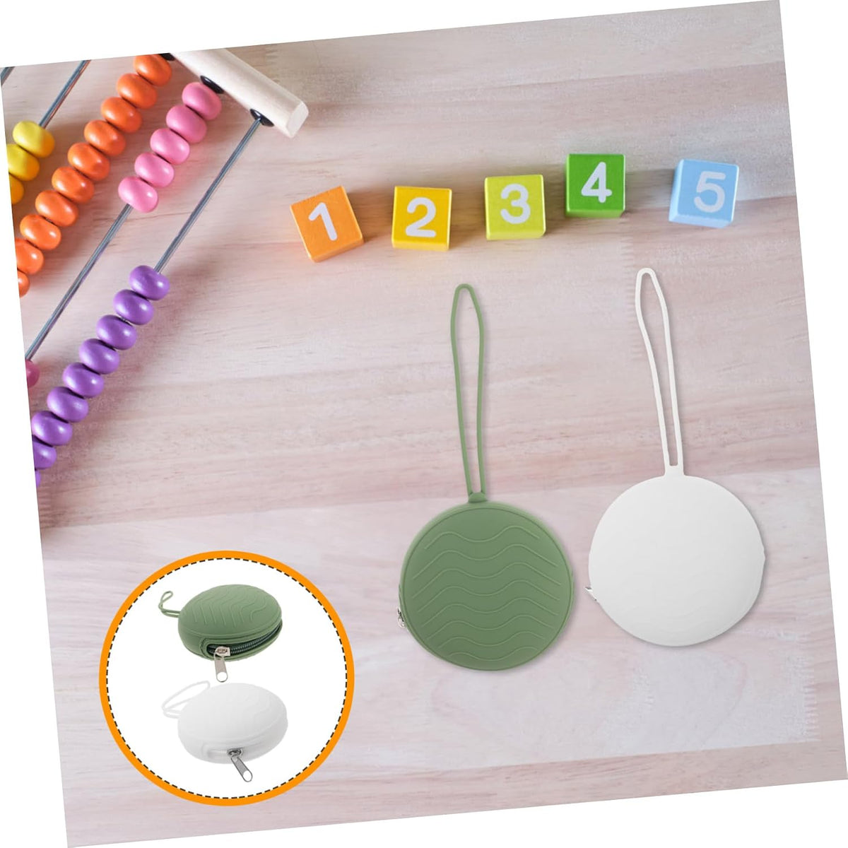 2pcs Silicone Pacifier Holder Case Portable Zipper Purse for Boy Girl Lightweight Storage for Pacifiers Items for Travel and Daily Use