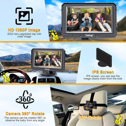 Baby Car Camera for Backseat - HD 1080P Easy Install 170° Wide Angle